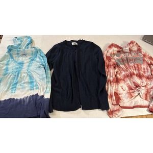 Bundle Of Girls Size 8 Hooded T-Shirts And Navy Cardigan